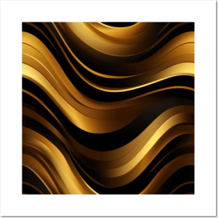 Golden Harmony: Abstract Stripes in Luxe Gold Posters and Art